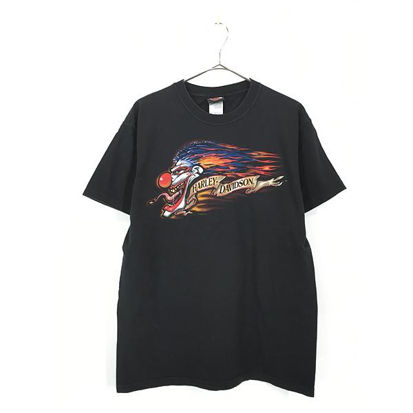 古着 00s USA製 HARLEY DAVIDSON ピエロ 道化師 ファイヤー Tシャツ M 古...