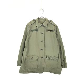 レディース 古着 70s 米軍 US ARMY 100% コットン ミリタリー ファティーグ シャツ OG107 M位 古着｜dracaena