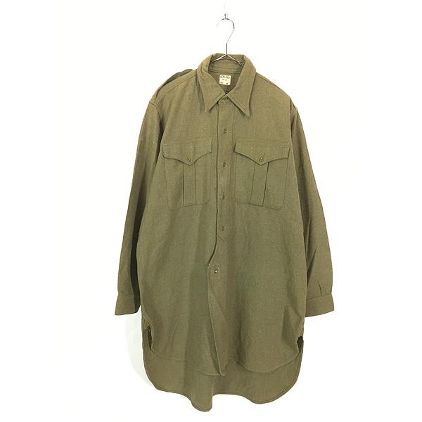 古着 50s イギリス軍 ミリタリー ウール フィールド シャツ ロング丈 グランパ 5 美品!!