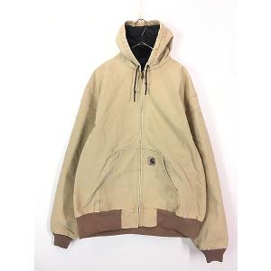 古着 90s Carhartt イエロー ダック パデット アクティブ パーカー ジャケット XXL 古着