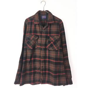 古着 60s Pleasure King エンブレム 総柄 コットン ボックス シャツ M