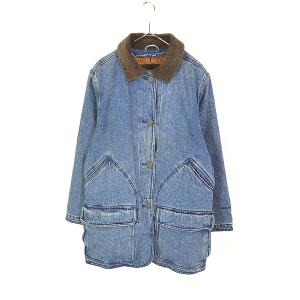 レディース 古着 90s USA製 WoolRich ブランケット ライナー 襟 本革