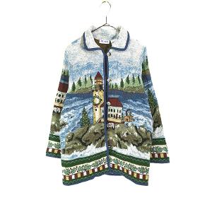 レディース 古着 60s マダム 星 総柄 クロップド丈 フーディー