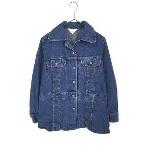 レディース 古着 90s USA製 WoolRich ブランケット ライナー 襟 本革