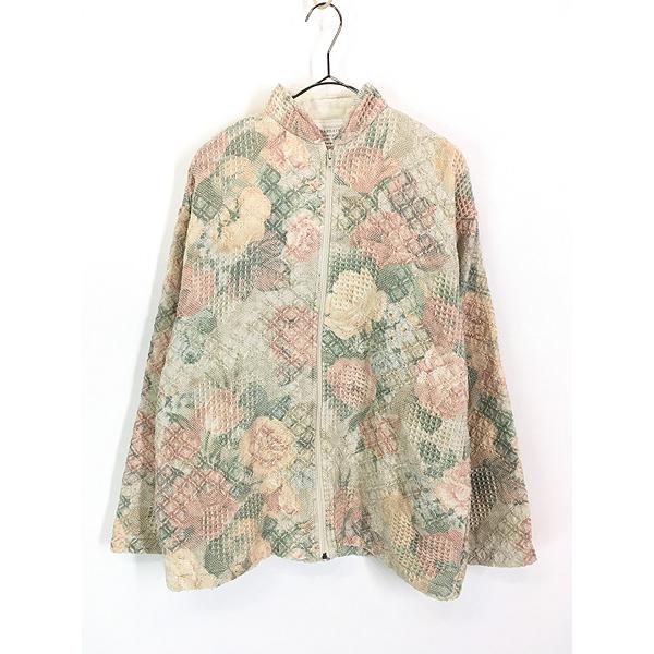 レディース 古着 90s KAY'S KREATION 花 フラワー 総柄 クロス ワッフル ゴブラ...