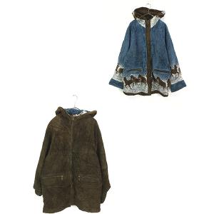 古着 90s NIKE AIR 本革 レザー × ウール 両面 刺しゅう ハイネック