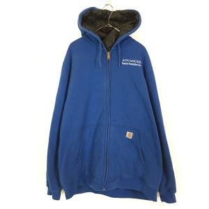 古着 Carhartt パデット スウェット ジップ パーカー 青 XL