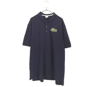 古着 LACOSTE ワニ 刺しゅう ソリッド カノコ ポロシャツ 紺 XL位 古着｜dracaena