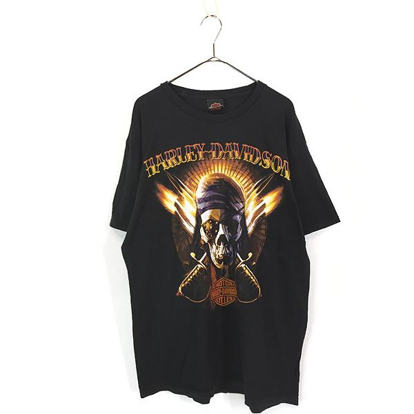 古着 HARLEY DAVIDSON シールド&amp;バー スカル パイレーツ Tシャツ L 美品!! 古...