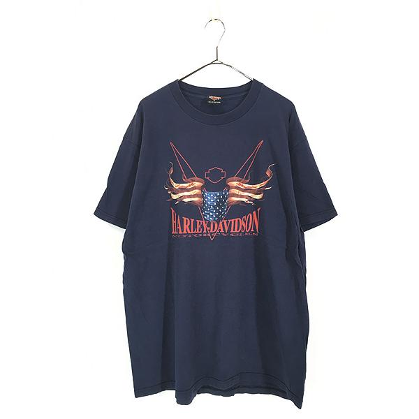 古着 00s USA製 HARLEY DAVIDSON 星条旗 フラッグ ウィング Tシャツ XL ...