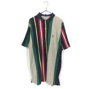 古着 90s Nautica カラフル マルチ ストライプ カノコ ポロシャツ L 古着｜dracaena