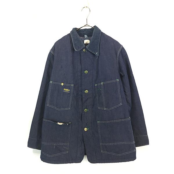 古着 70s OshKosh B'gosh ブランケット ライナー 濃紺 デニム ワーク カバーオー...
