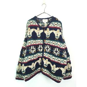 古着 60s 英国製 Curlew 2tone ケーブル編み ローゲージ ヘビー ウール