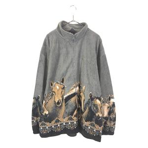 古着 90s USA製 MAZMANIA オオカミ ウルフ 月 アニマル フリース