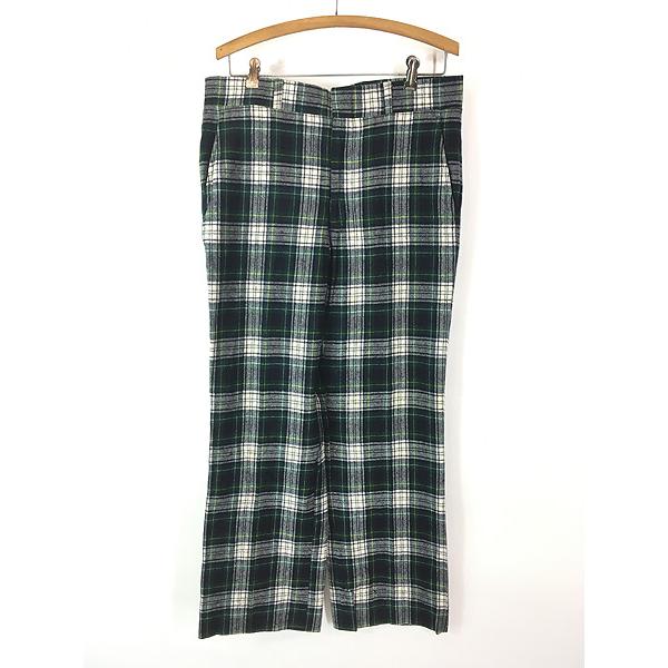 古着 80s USA製 Pendleton タータン チェック ウール スラックス パンツ ストレー...