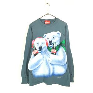 古着 90s USA製 Coca Cola コーラ ドリンク 企業 ウィンターウェア シロクマ Tシャツ L 古着