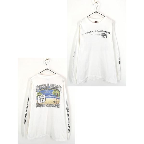 古着 00s USA製 HARLEY DAVIDSON 4面 プリント 長袖 Tシャツ ロンT L