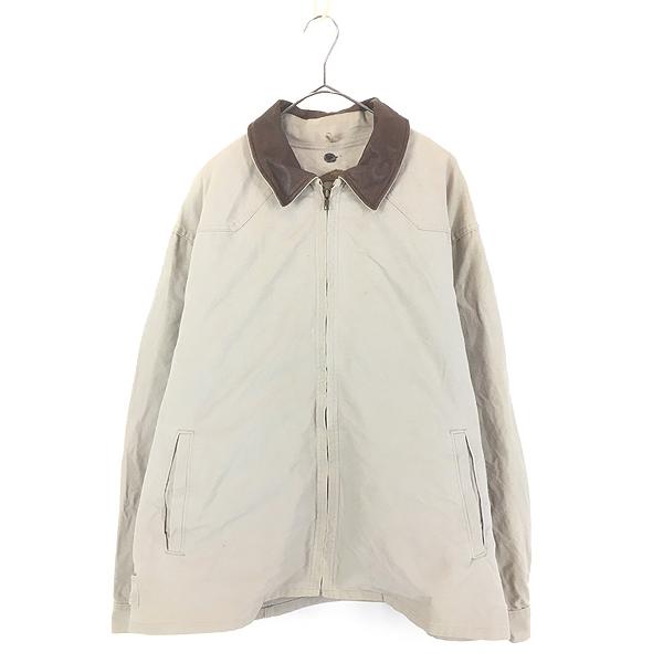 古着 90s USA製 WoolRich 本革 レザー襟 ウエスタンヨーク ダック サンタフェ ジャ...