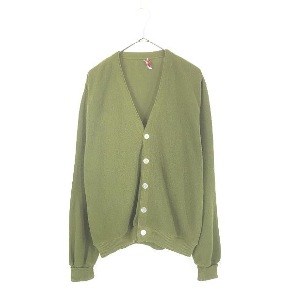 古着 60s USA製 McGREGOR 無地 ソリッド オリーブ アクリル ニット カーディガン ...