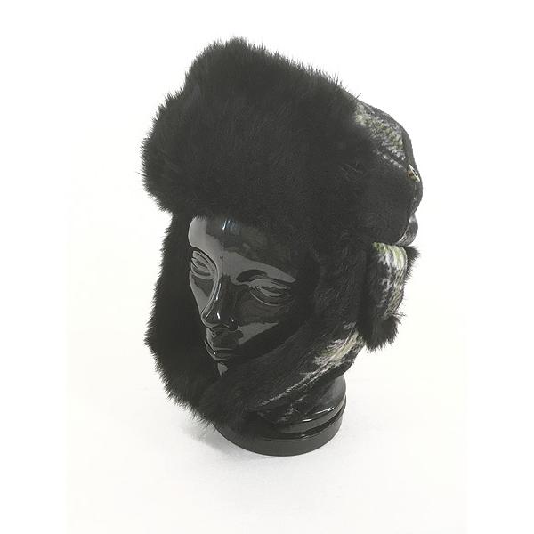 雑貨 古着 MAD BOMBER パデッド ラビットファー チェック ウール フライト ボンバー キ...