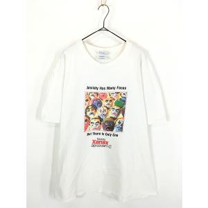 古着 00s USA製 「Anxiety Has Many Faces But There Is Only One Xanax」 ドラッグ フェイス アート Tシャツ XL