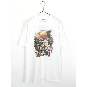 古着 90s USA製 Eight Scotch Videocassettes VHS ビデオ カセット テープ アート プロモ 50/50 Tシャツ L