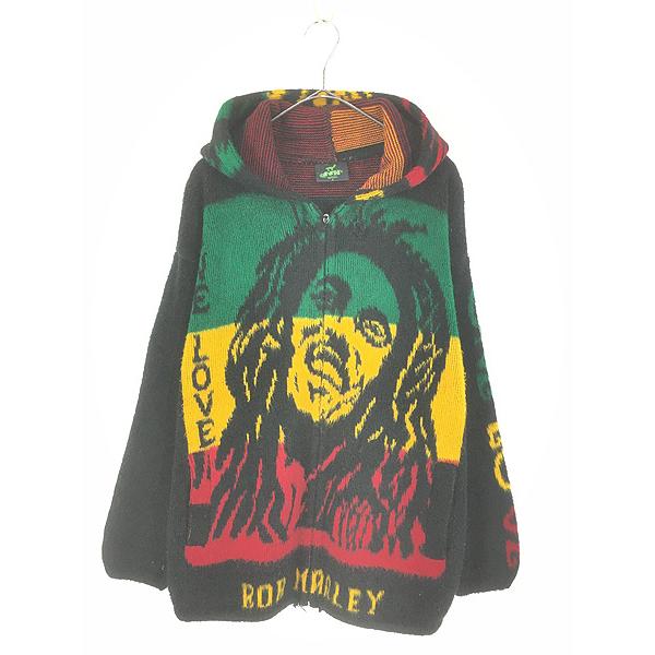 古着 エクアドル製 Bob Marley 「One Love」 ラスタ カラー レゲエ ロック シャ...