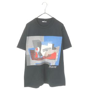 古着 80-90s Pablo Picasso 「Still Life with Guitar」 ピカソ ギターのある静物 キュビズム アート Tシャツ XL位