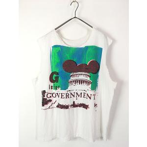 古着 80s Don Rock ABC's of Terror 「G is for Government」 Mickey パロディー パンク カットオフ Tシャツ タンクトップ XL位