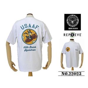 【送料無料 41%OFF】HOUSTON  ヒューストン   リサイクルUSAコットン   プリントTシャツ 「USAAF」    NO.22023   WHITE_XXLサイズ｜dragon-agent