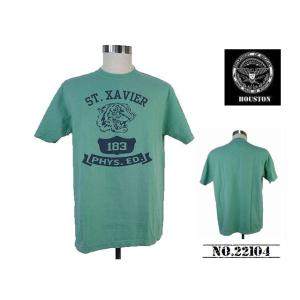 【送料無料 35%OFF】HOUSTON  ヒューストン   ピグメント ヘビーウェイト  プリントTシャツ「XAVIER」    NO.22104   GREEN_Mサイズ｜dragon-agent