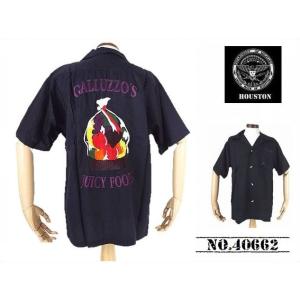 ヒューストン×スヌーピー コラボ 刺繍 ボウリングシャツ BK-M HOUSTON（ヒューストン） × PEANUTS × ピーナッツ コラボ スヌーピー