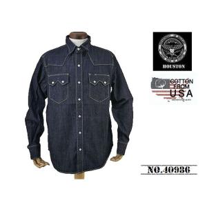 【送料無料 28%OFF 】HOUSTON  ヒューストン  USAコットンDENIM  ショートホーンタイプ　ウエスタンシャツ    NO.40986   INDIGO_XXLサイズ｜DRAGON AGENT