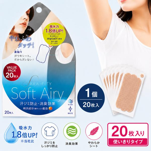 サラフィッティ ソフトエアリー20枚入 コジット 汗取りパッド 汗ジミ防止 ワキ汗対策 レディース