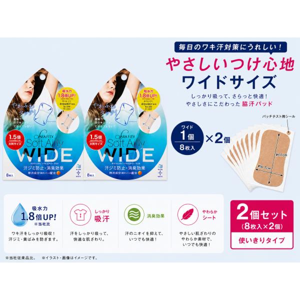 【まとめ買い 2個セット】コジット サラフィッティソフトエアリーワイド 16枚 汗取り 脇 ワキ汗 ...