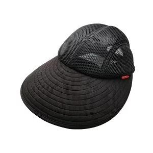在庫あり　通気性のよいウォーキングキャップ ブラック 帽子 つば広 UV 紫外線 フリーサイズ 日差し メッシュ サイズ調節 ウォーキング 散歩 アウトドア｜dragon-bee