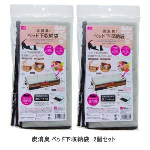 炭消臭 ベッド下収納袋　2個セット ニーズ 約D34×W80×H16cm ベッド下 衣類 収納 ケース スキマ収納 洋服 収納ボックス 衣装ケース 収納袋 大容量 39L