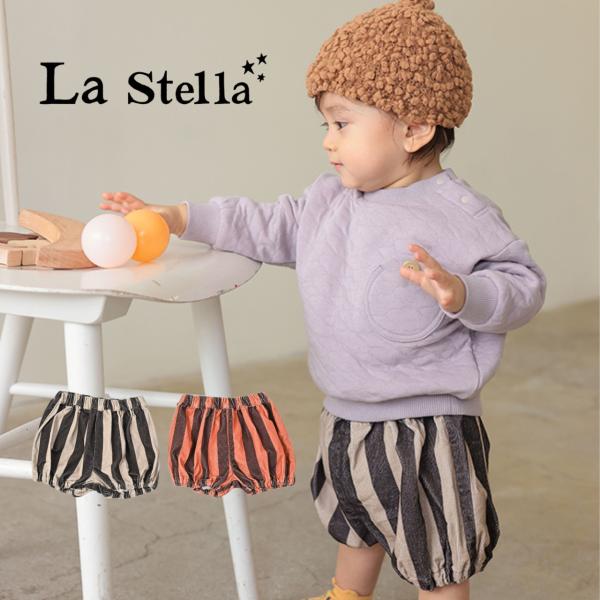 Lastella　ストライプ コールテン ベビー バルーンショーツ ベビーパンツ ブルマ ストライプ...