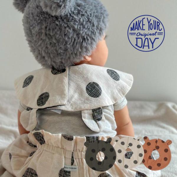 ベビースタイ ドット柄リバーシブルくまスタイ メイクユアデイ スタイ リバーシブル 男の子 女の子 ...