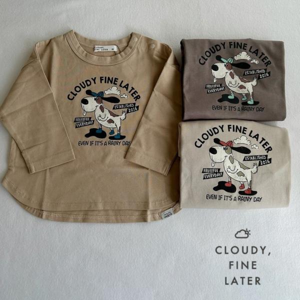 子供服 FINE DOG Tシャツ CLOUDY,FINE LATER キッズ 長袖 Tシャツ 男の...