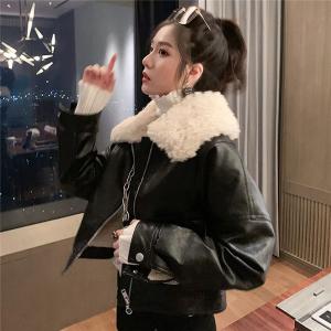 THINKFUR ボアライダースジャケット S ライダースジャケットレディース 裏ボア ライダース ボリュームネック