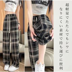 ガウチョパンツ レディース ワイドパンツ チェ...の詳細画像2