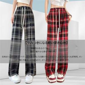 ガウチョパンツ レディース ワイドパンツ チェ...の詳細画像3