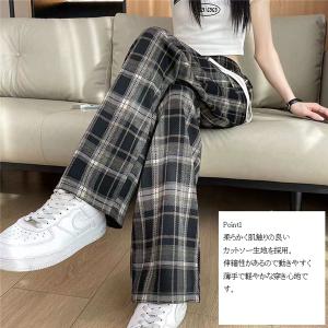ガウチョパンツ レディース ワイドパンツ チェ...の詳細画像4