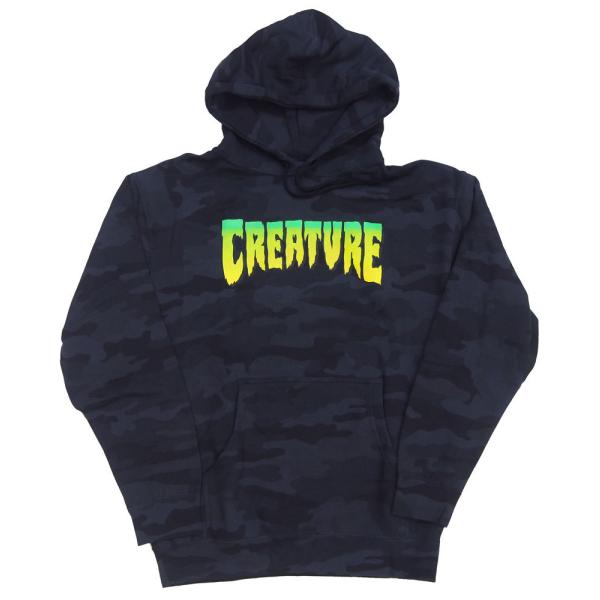 CREATURE・クリーチャー・CREATURE LOGO・ブラック/カモ/迷彩・パーカー・プルオー...