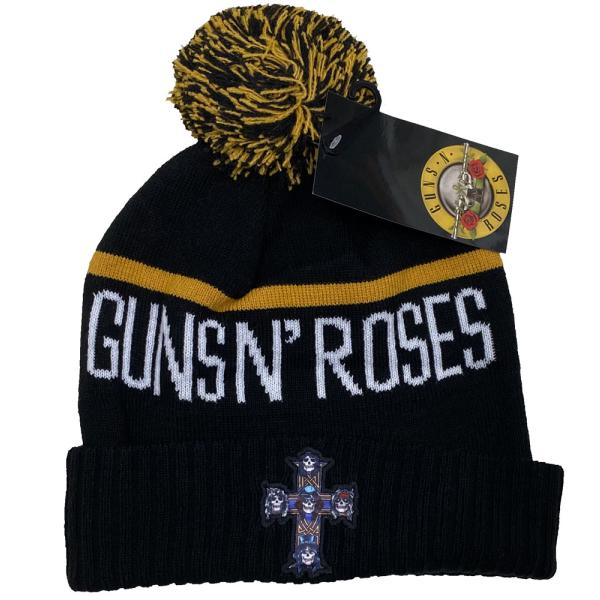 GUNS N&apos; ROSES・ガンズアンドロゼース・ CROSS・ニット帽・ポンポンニット帽