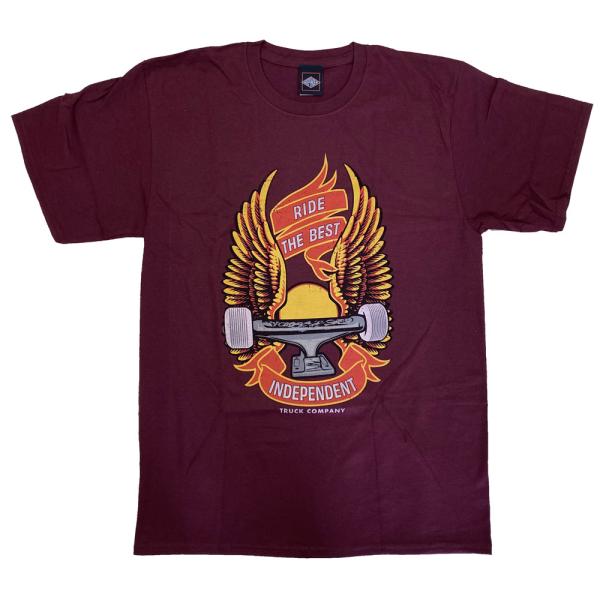 INDEPENDENT・インディペンデント・RIDE FREE・マルーン・Tシャツ