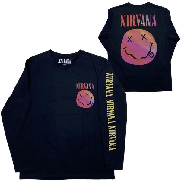 ニルヴァーナ・NIRVANA・GRADIENT SMILEY・長袖・ロングスリーブ・Tシャツ・ロック...