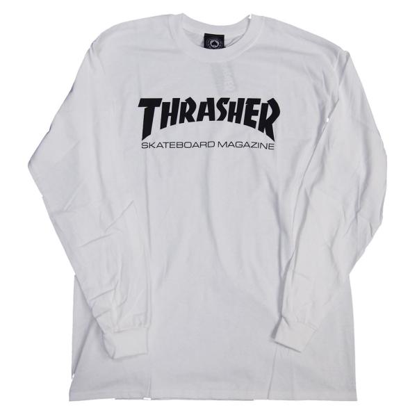 THRASHER・スラッシャー・MAGAZINE LOGO ホワイト・白・長袖Tシャツ・ロングスリー...