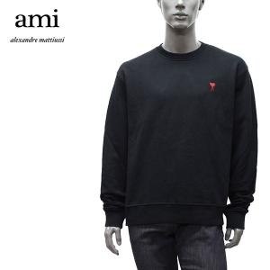 アミ アレクサンドル マテュッシ AMI Alexandre Mattiussi  メンズ ハートA刺しゅう トレーナー【BLACK】 BFUSW001.730  001 BLACK/【2023SS】m-tops｜drawers